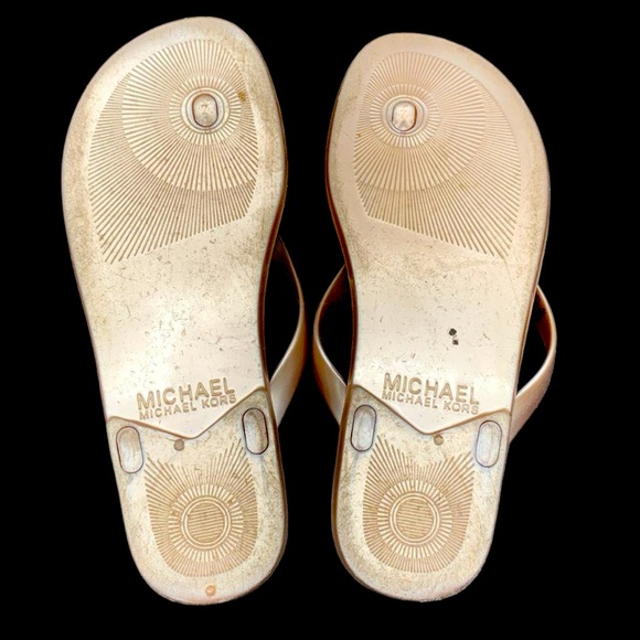 MK Michael Kors Jet Set Jelly Flip Flop Sandals Pink Champagne Straps PVC/Cork 7 - Picture 6 of 8
